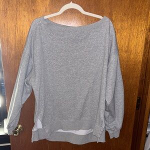 Fabletics Gray Off-the-Shoulder Sweater Relaxed Fit